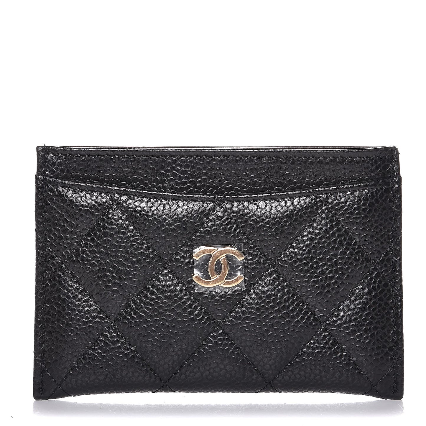 Caviar Quilted Card Holder Black