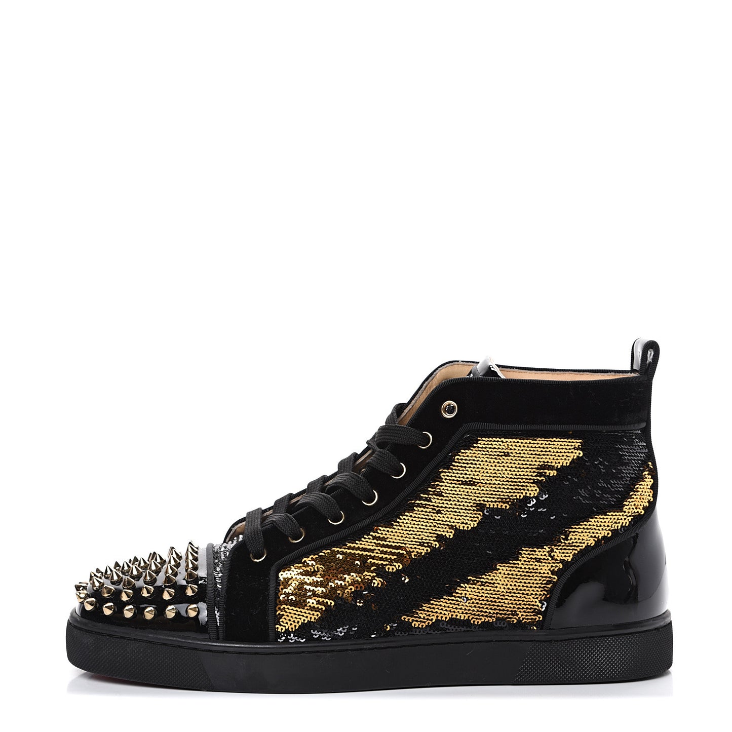 Patent Velvet Sequin Mens Louis Spikes Flat Sneakers 43 Black