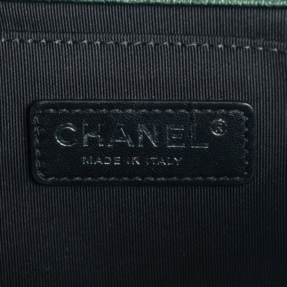 Chanel Iridescent Goatskin Quilted Medium Boy Flap Green 6 of 8