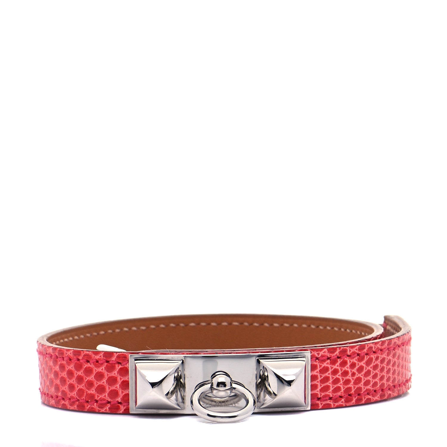 Hermes Lizard Rivale Double Tour Bracelet S Bougainvillea 1 of 7
