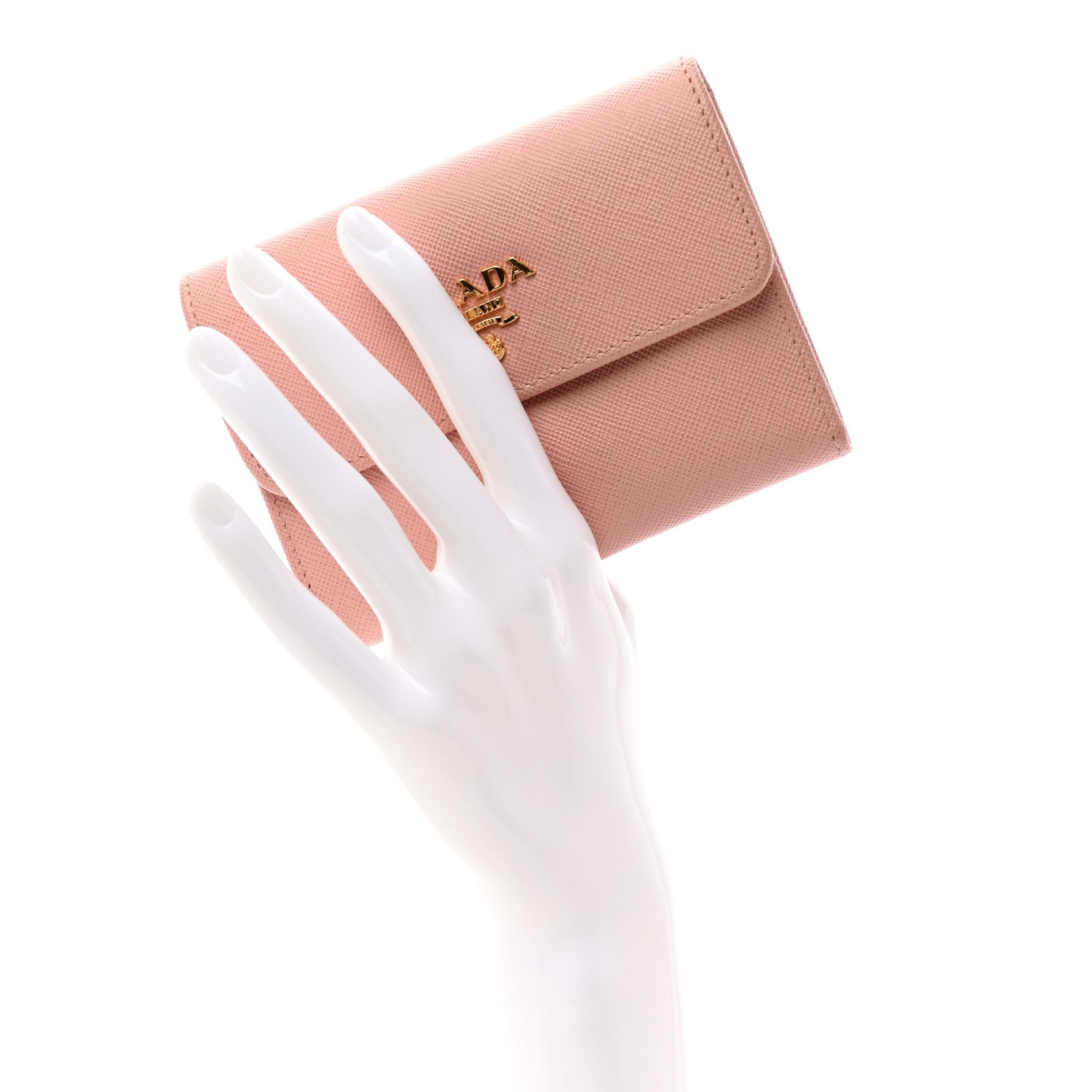 Prada Saffiano Metal Tri-Fold Wallet Orchidea 2 of 10