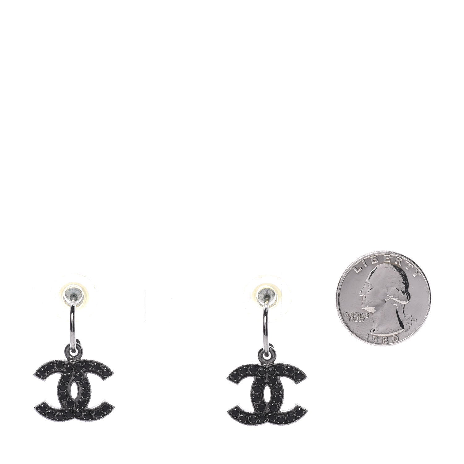 Chanel Crystal CC Dangle Earrings Black 2 of 5