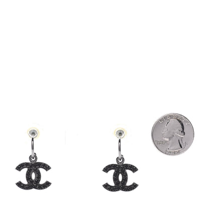 Chanel Crystal CC Dangle Earrings Black 2 of 5