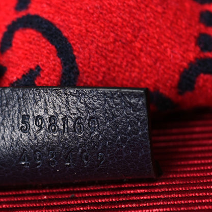 Gucci Covered Wool Textured Dollar Calfskin GG Monogram Large Tote Bag Blue Red 7 of 9