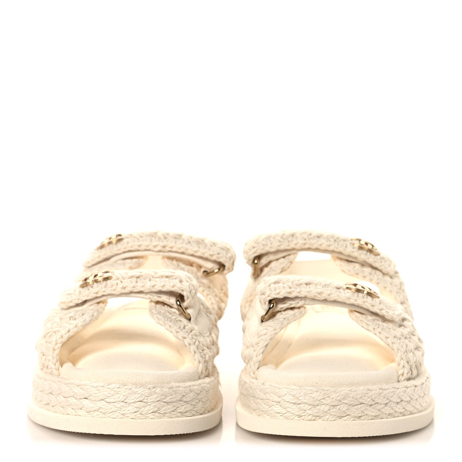 Chanel Crochet Velcro Dad Sandals 40 White 3 of 10