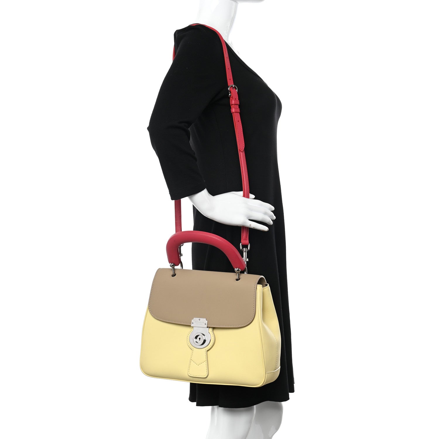 Burberry Trench Calfskin Medium DK88 Top Handle Bag Yellow Beige Red 2 of 11