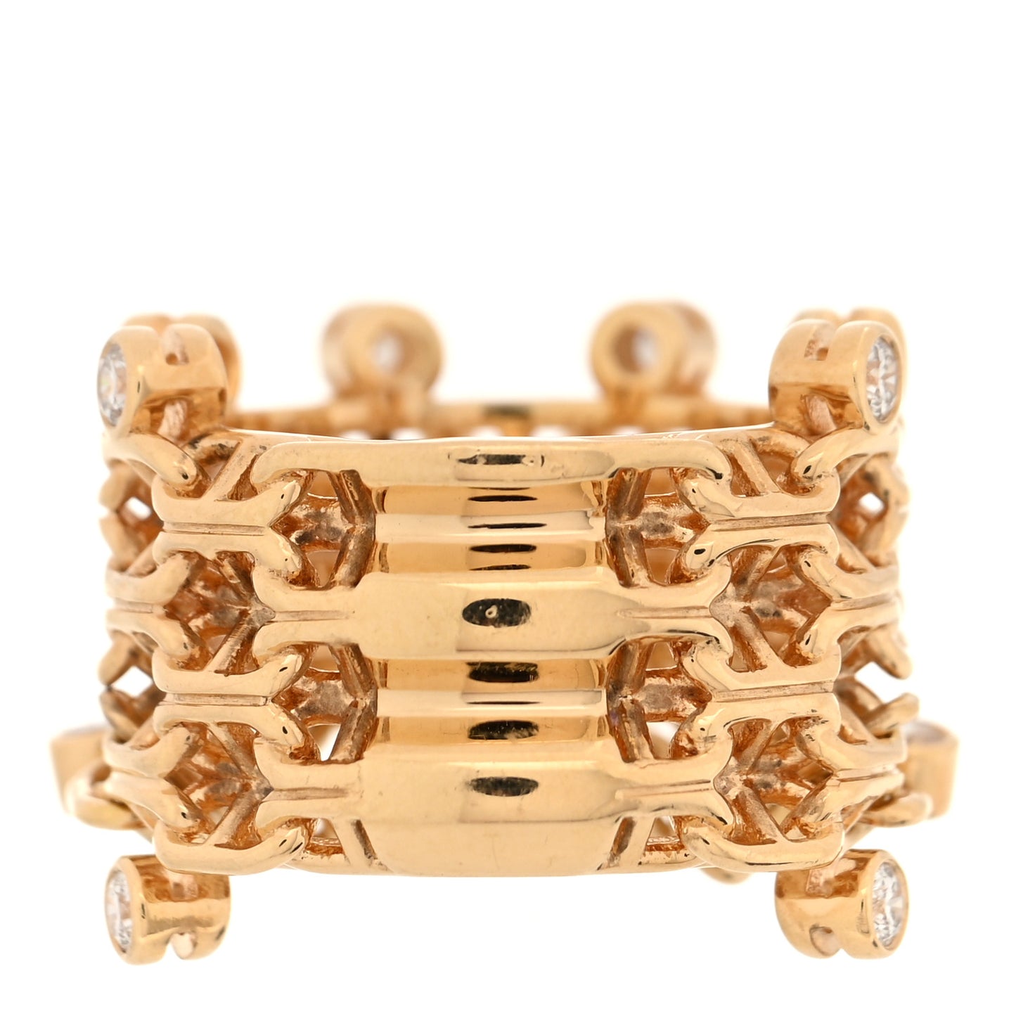 18K Yellow Gold Diamond GM Chaine d'Ancre Calypso Ring 55 7.25