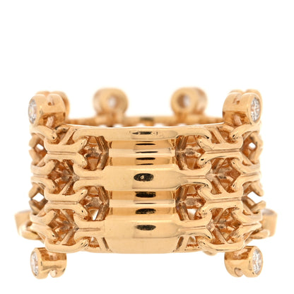 Hermes 18K Yellow Gold Diamond GM Chaine d'Ancre Calypso Ring 55 7.25 3 of 5