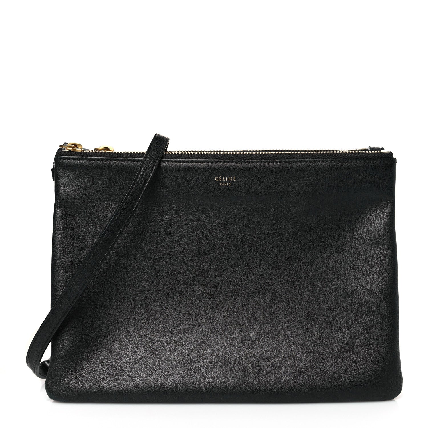 Celine Lambskin Large Trio Crossbody Bag Black 1 of 10