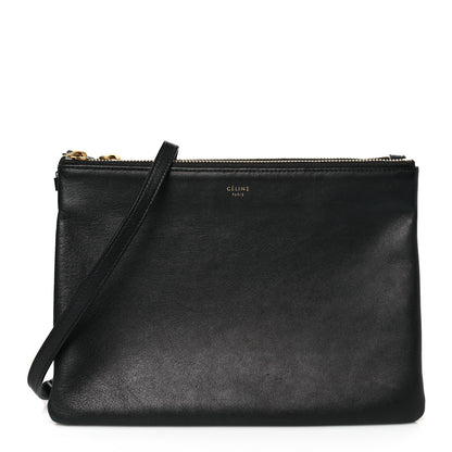 Celine Lambskin Large Trio Crossbody Bag Black 1 of 10