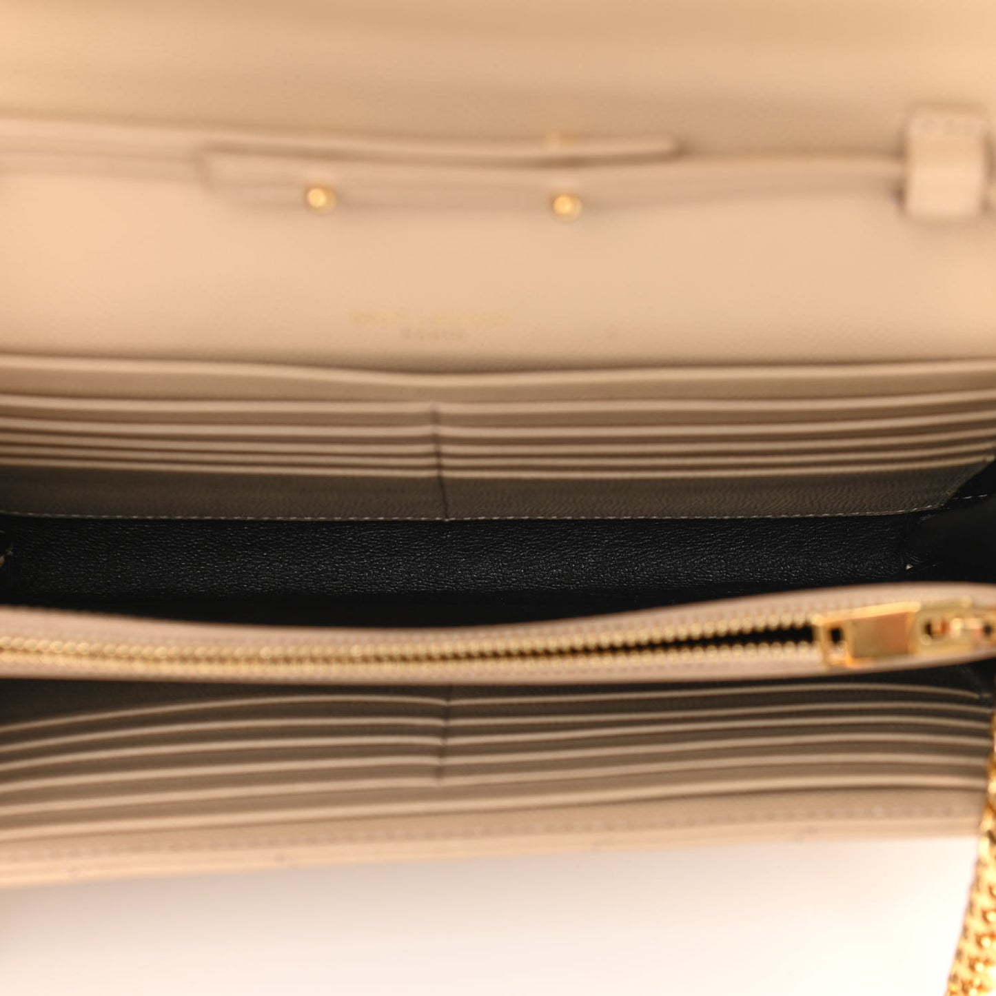 Grain De Poudre Matelasse Chevron Monogram Chain Wallet Nude Powder