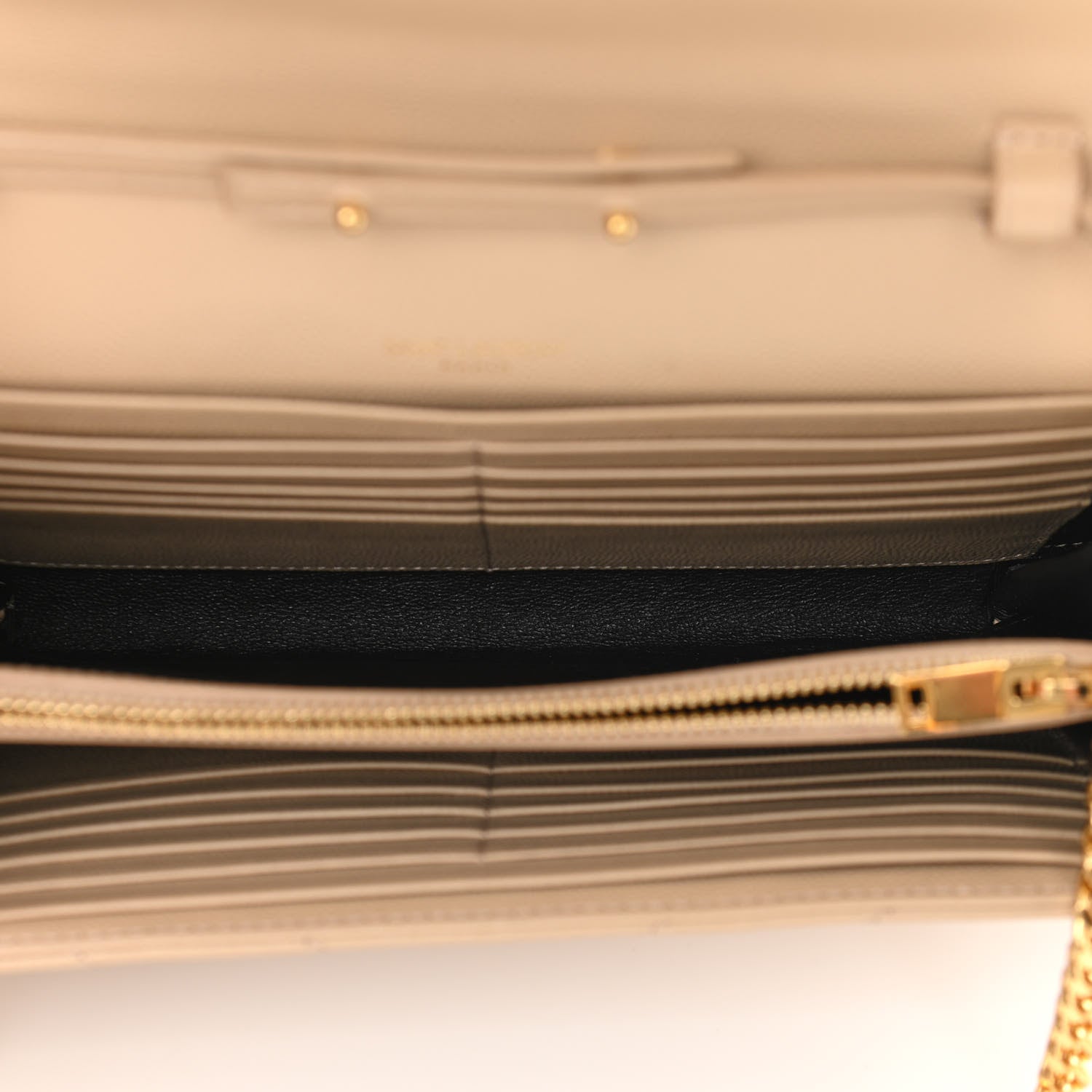 Saint Laurent Grain De Poudre Matelasse Chevron Monogram Chain Wallet Nude Powder 5 of 10
