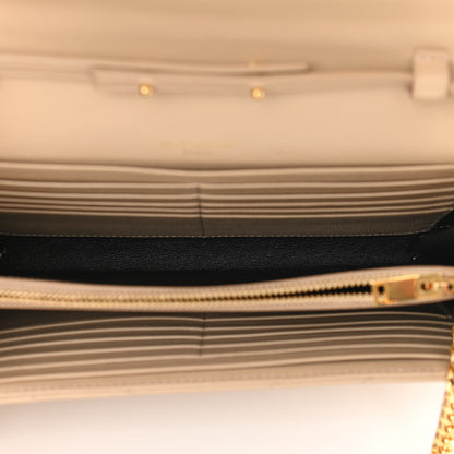 Saint Laurent Grain De Poudre Matelasse Chevron Monogram Chain Wallet Nude Powder 5 of 10