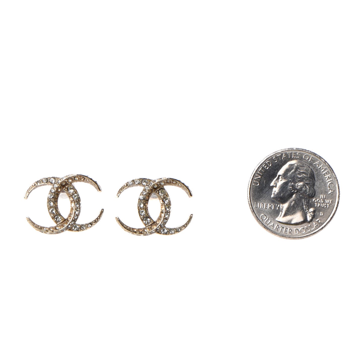 Crystal CC Moon Earrings Gold