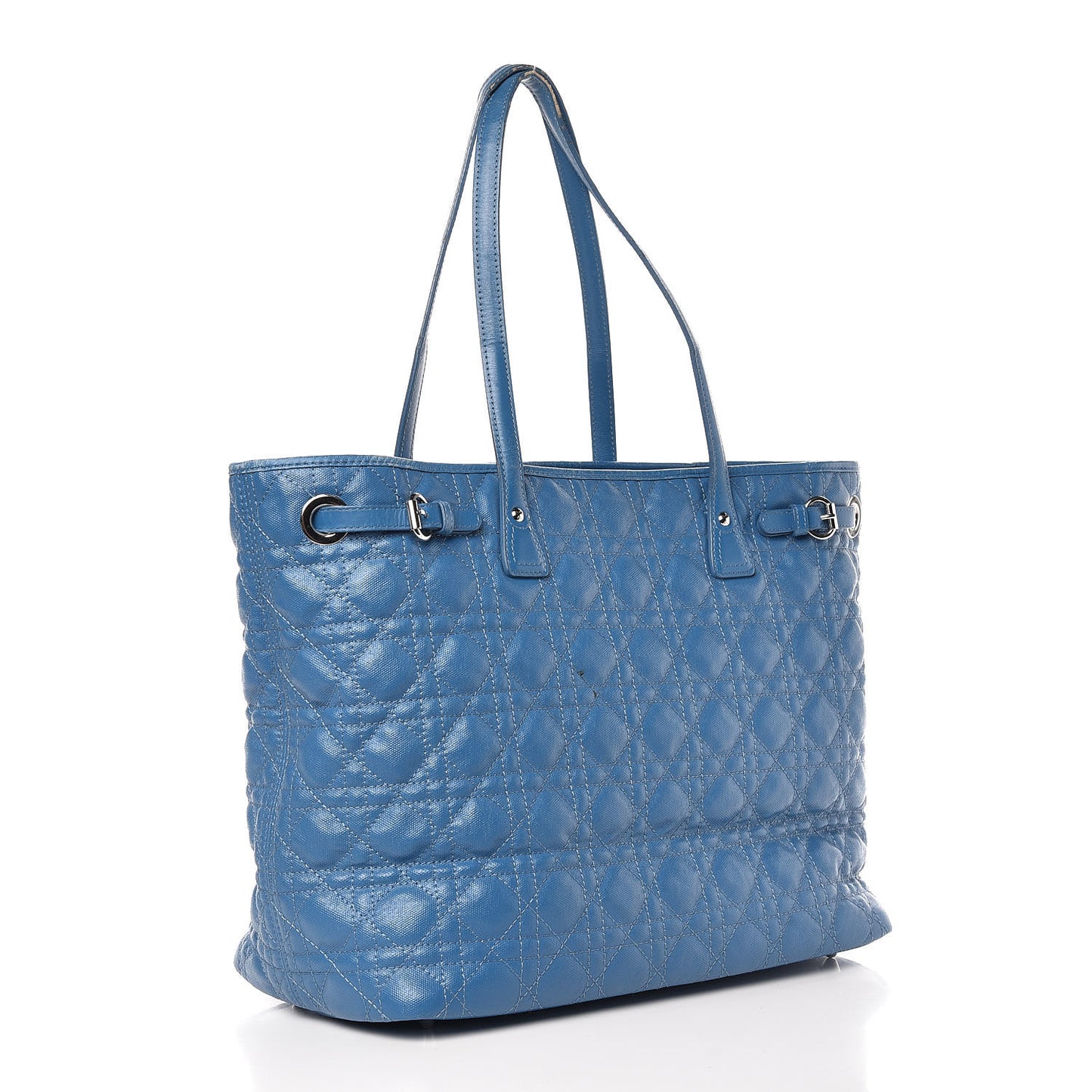 Coated Canvas Cannage Medium Panarea Tote Cobalt Blue