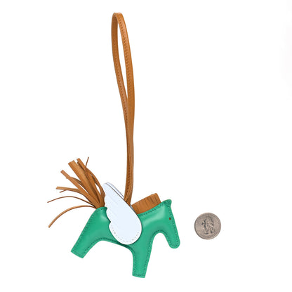 Hermes Milo Lambskin Grigri Rodeo Pegase Horse Bag Charm PM Menthe Sesame Bleu Brume 2 of 4