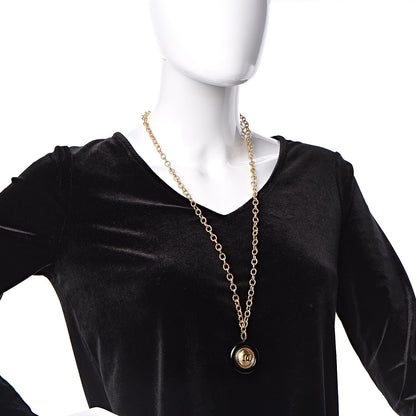 Chanel Resin Chain CC Pendant Necklace Gold Black 2 of 7