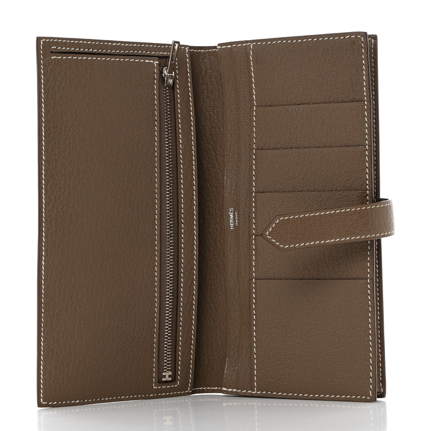 Chevre Mysore Bearn Gusset Wallet Etoupe