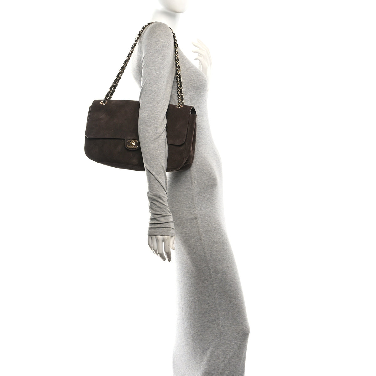 Chanel Suede Calfskin Small Souplissimo Maxi Flap Dark Brown 2 of 11