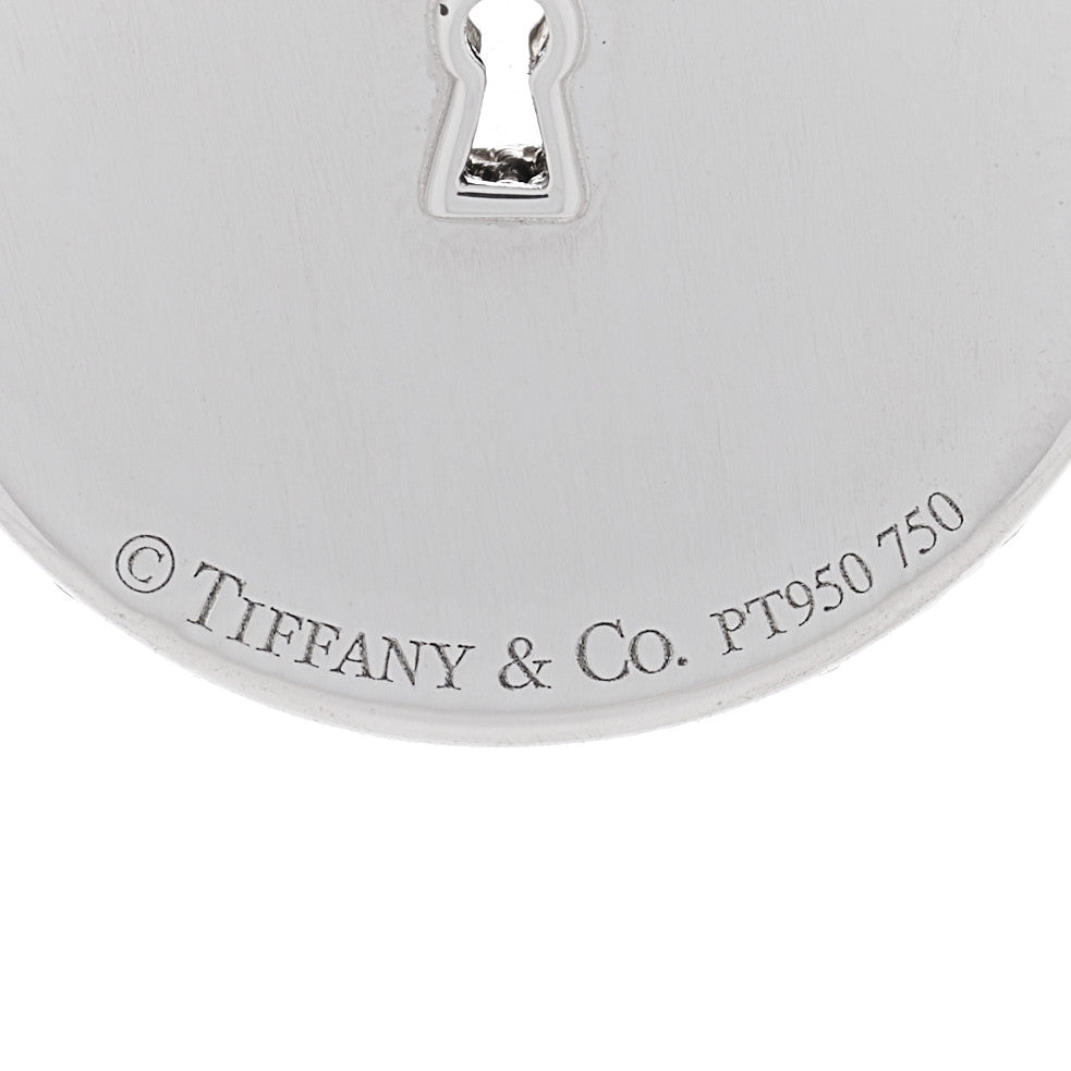 Tiffany Platinum 18K Rose Gold Diamond Vintage Lock Pendant 4 of 4