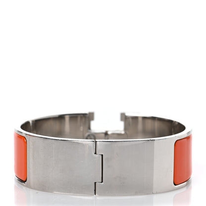 Hermes Enamel Wide Clic Clac H Bracelet GM Orange White 3 of 5