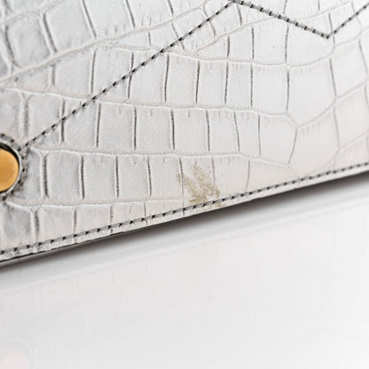 Mulberry Metallic Calfskin Crocodile Embossed Mini Seaton Silver 12 of 13