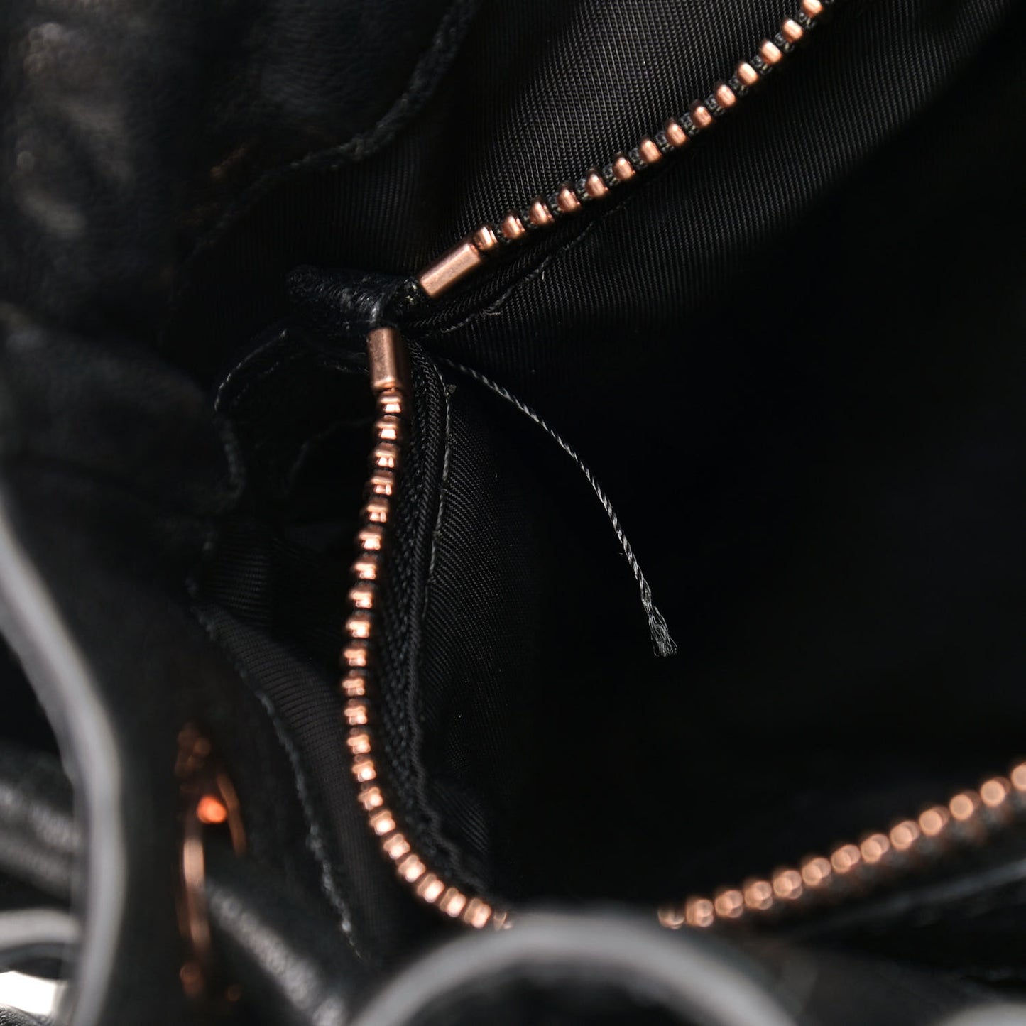 Pebbled Lambskin Diego Bucket Black Rose Gold Hardware