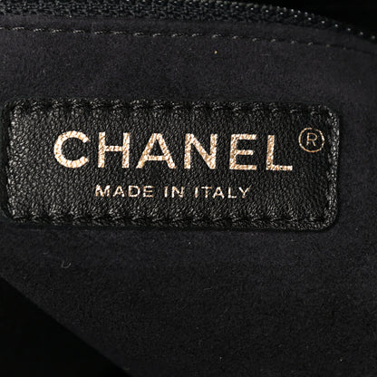 Chanel Calfskin Stitched Small Paris Rome Drawstring CC Bag Black 6 of 17
