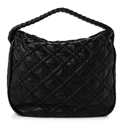 Chanel Lambskin Quilted Hidden Chain Hobo Black 1 of 10