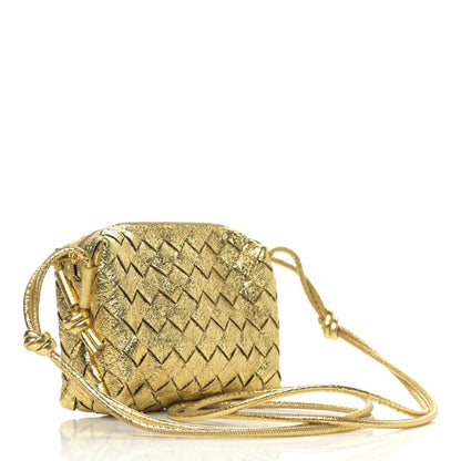Bottega Veneta Metallic Calfskin Intrecciato Mini Loop Camera Bag Gold 3 of 9