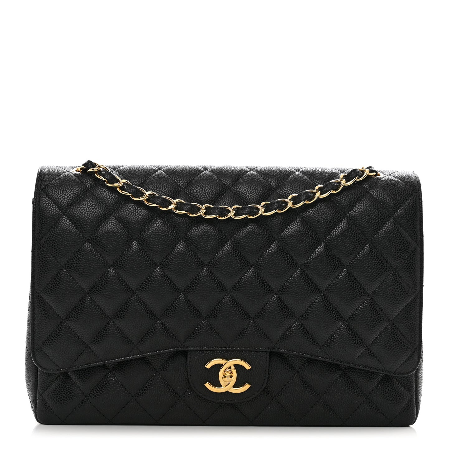 Caviar Quilted Maxi Double Flap Black