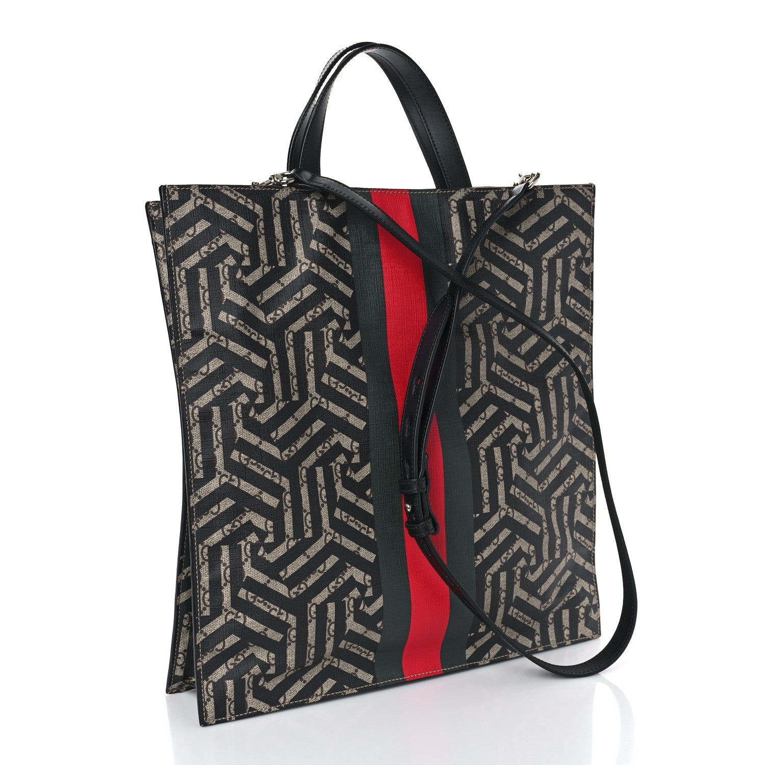 Gucci GG Supreme Monogram Caleido Web Vertical Tote Black 3 of 9