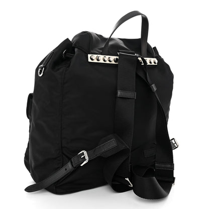 Prada Nylon New Vela Studded Backpack Black Cromo 3 of 9