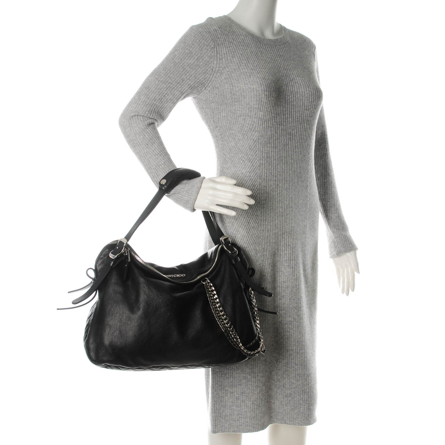 Jimmy Choo Lambskin Large Blake Boho Biker Bag Black 2 of 8