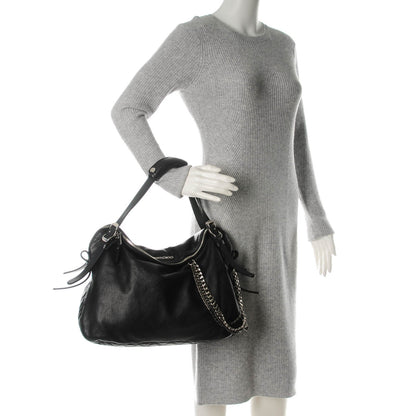 Jimmy Choo Lambskin Large Blake Boho Biker Bag Black 2 of 8