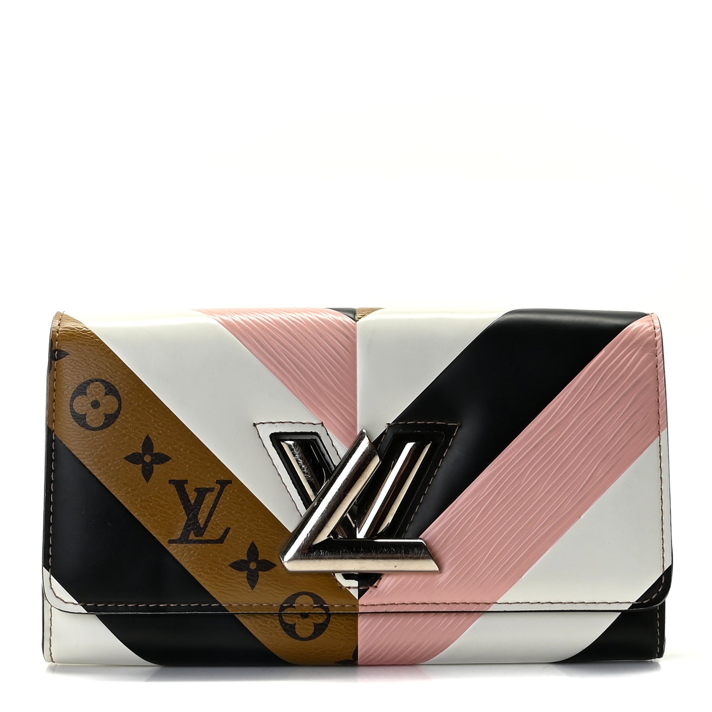 Epi Reverse Monogram Twist Wallet Rose Ballerine