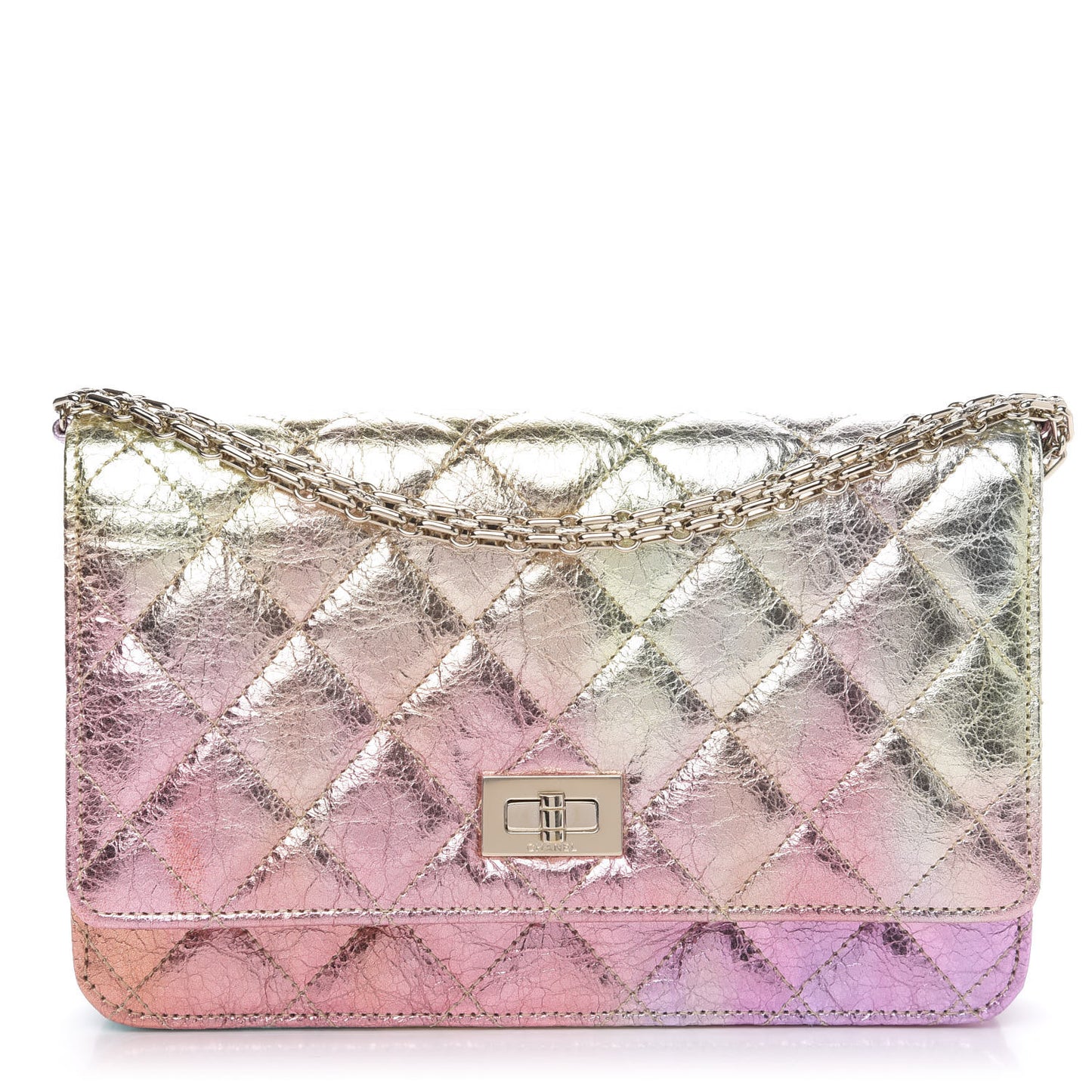 Metallic Goatskin Quilted 2.55 Reissue Wallet on Chain WOC Multicolor