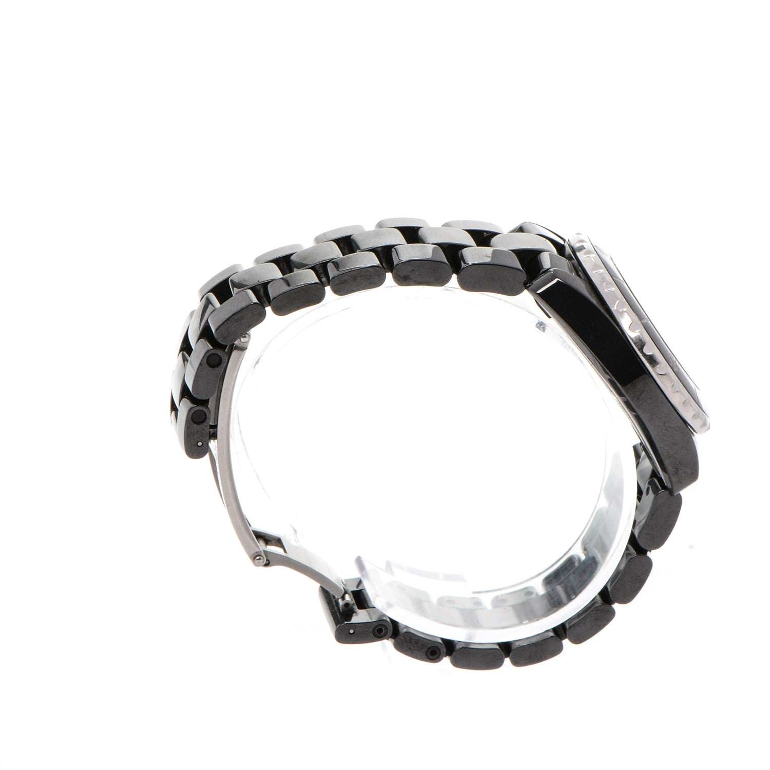 Chanel Stainless Steel Ceramic Diamond 33mm J12 Quartz Watch Black 5 of 8