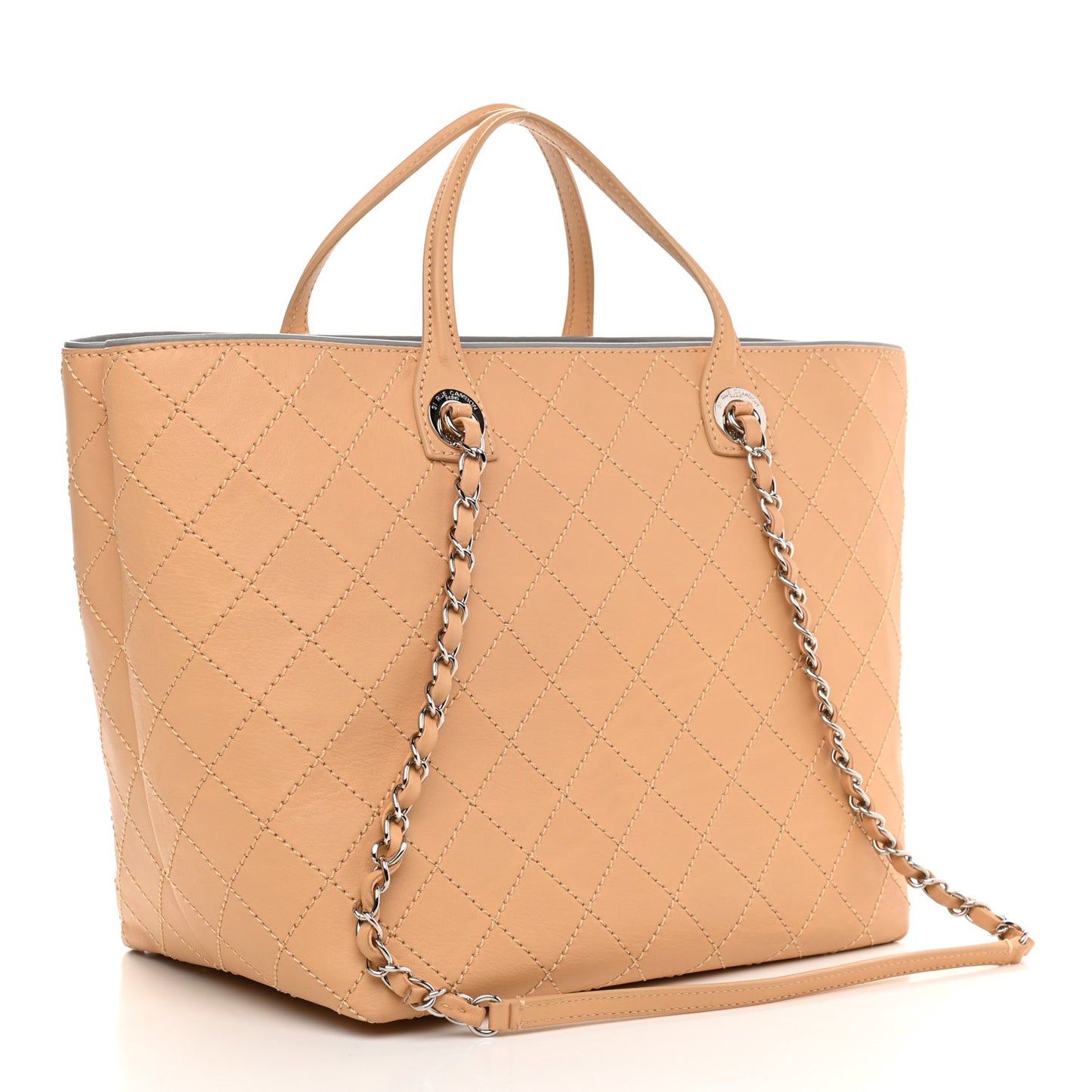 Calfskin Stitched Medium Shopping Tote Beige