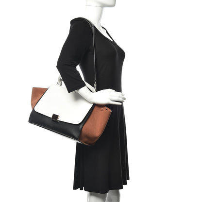 Celine Smooth Calfskin Suede Medium Tri-Color Trapeze White 2 of 17