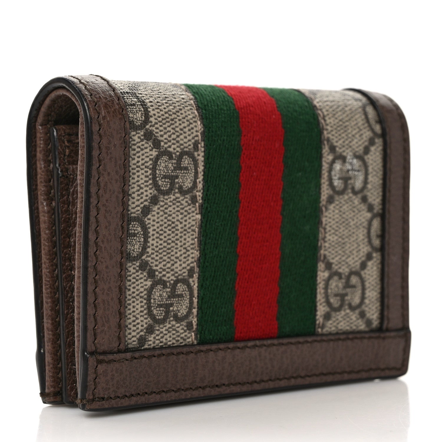Gucci GG Supreme Monogram Web Ophidia Card Case Beige New Acero 3 of 7