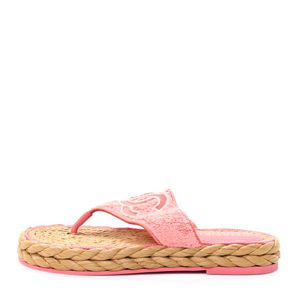 Chanel Terry Cloth Raffia CC Logo Thong Sandals 39 Pink 1 of 11