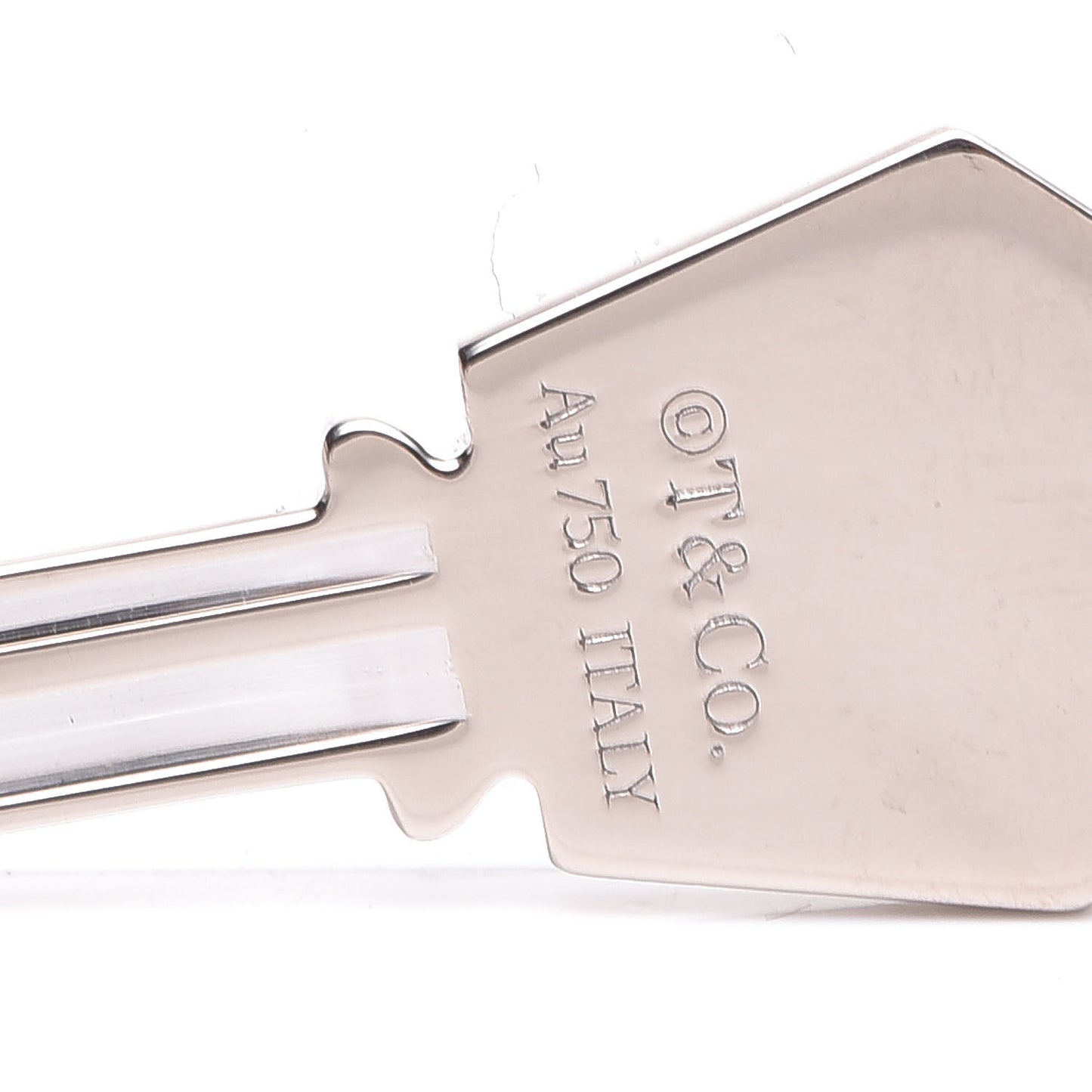 18K White Gold Diamond Small Modern Keys Hexagon Key Pendant