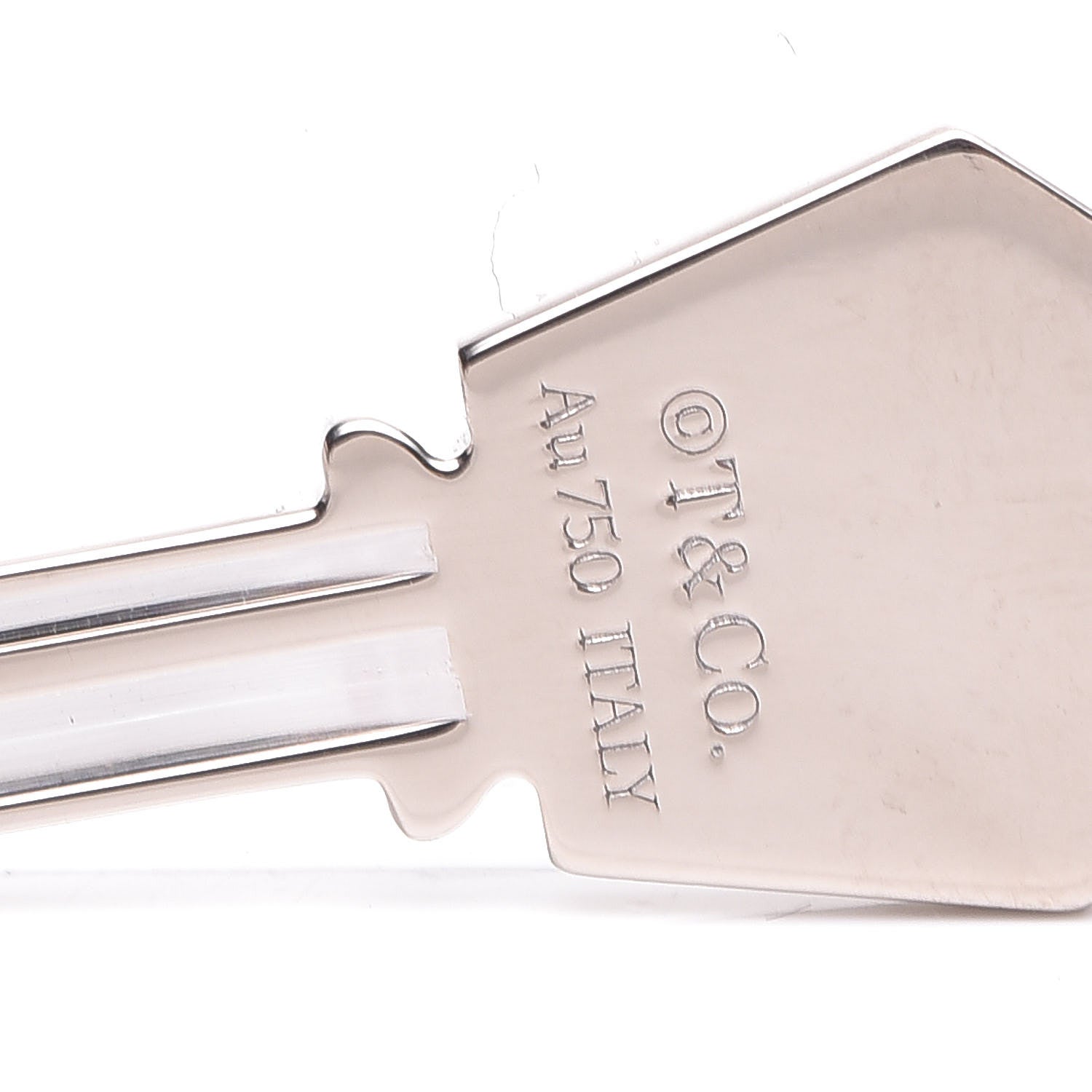 Tiffany 18K White Gold Diamond Small Modern Keys Hexagon Key Pendant 4 of 5