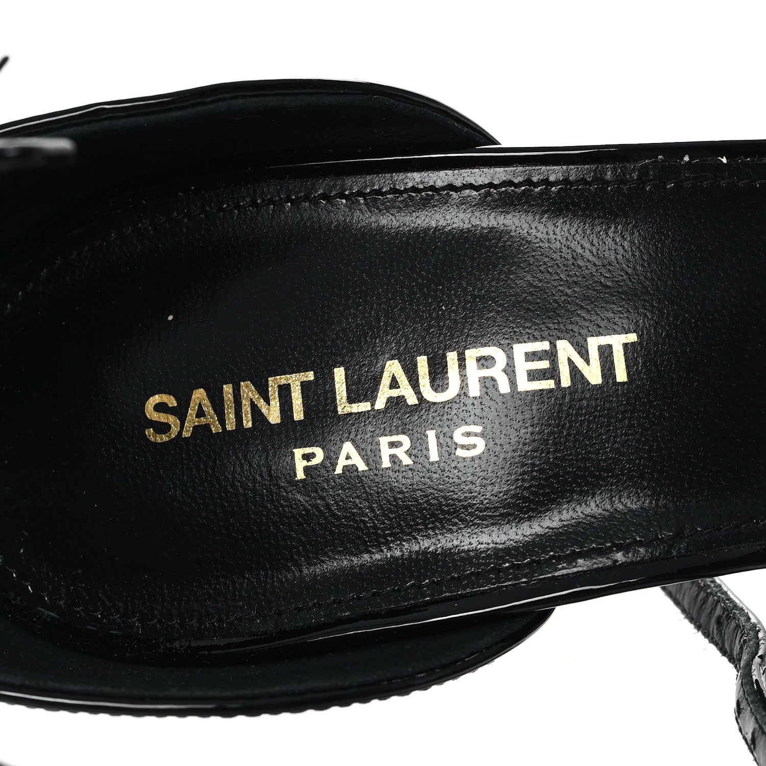 Saint Laurent Patent Calfskin Opyum 110 Sandals 41 Black Gold 8 of 12