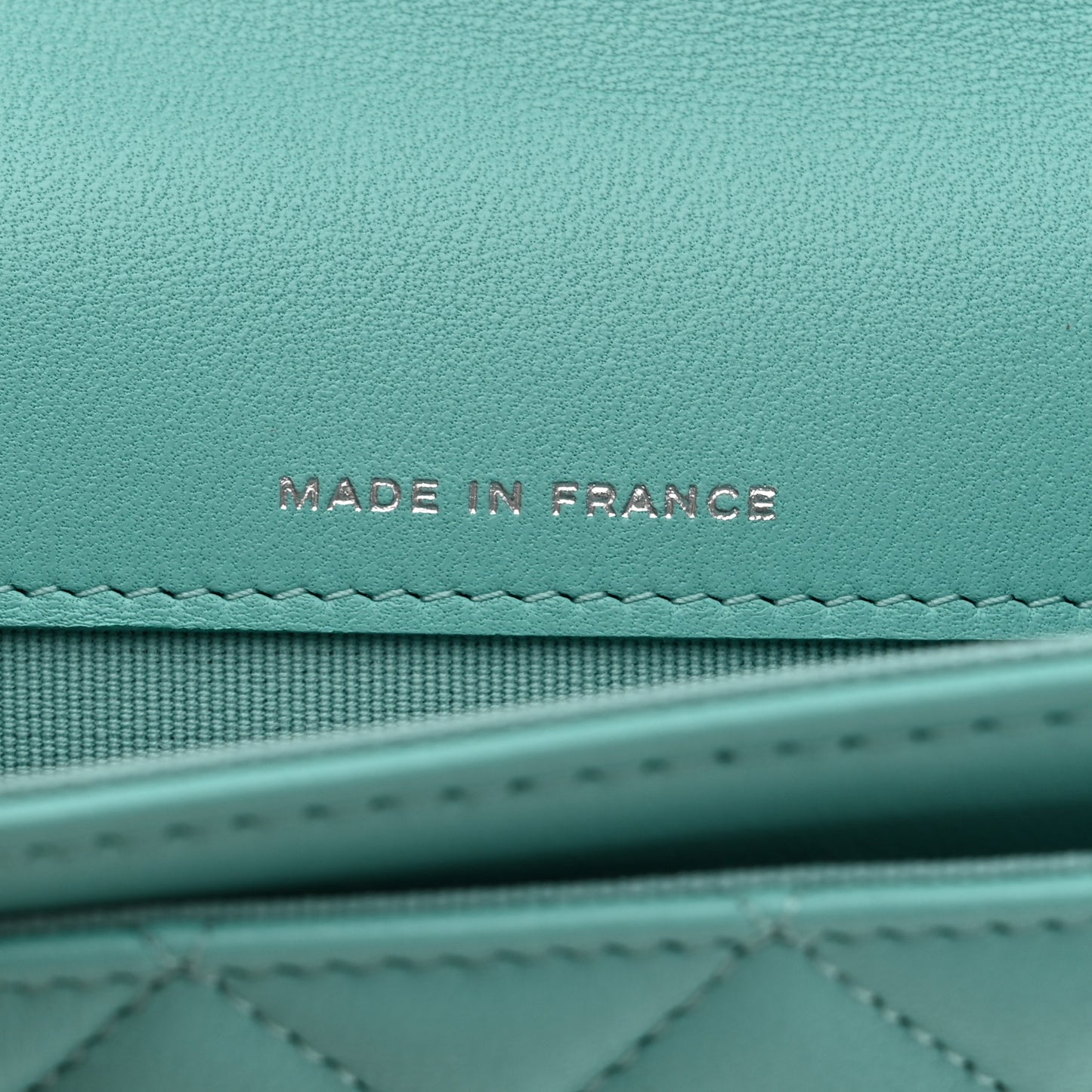 Lambskin Quilted Flap Card Holder Wallet Turquoise