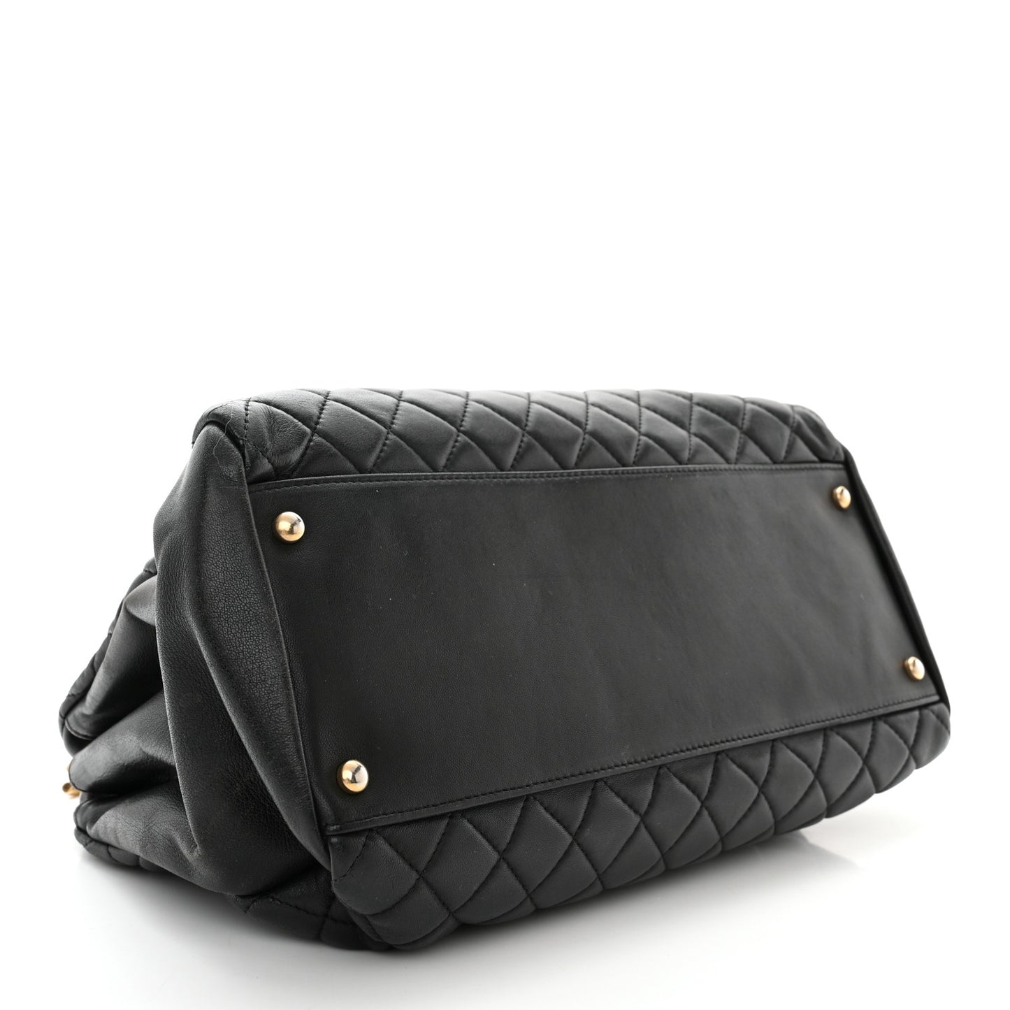 Lambskin Quilted Large Just Mademoiselle Bowling Bag Black