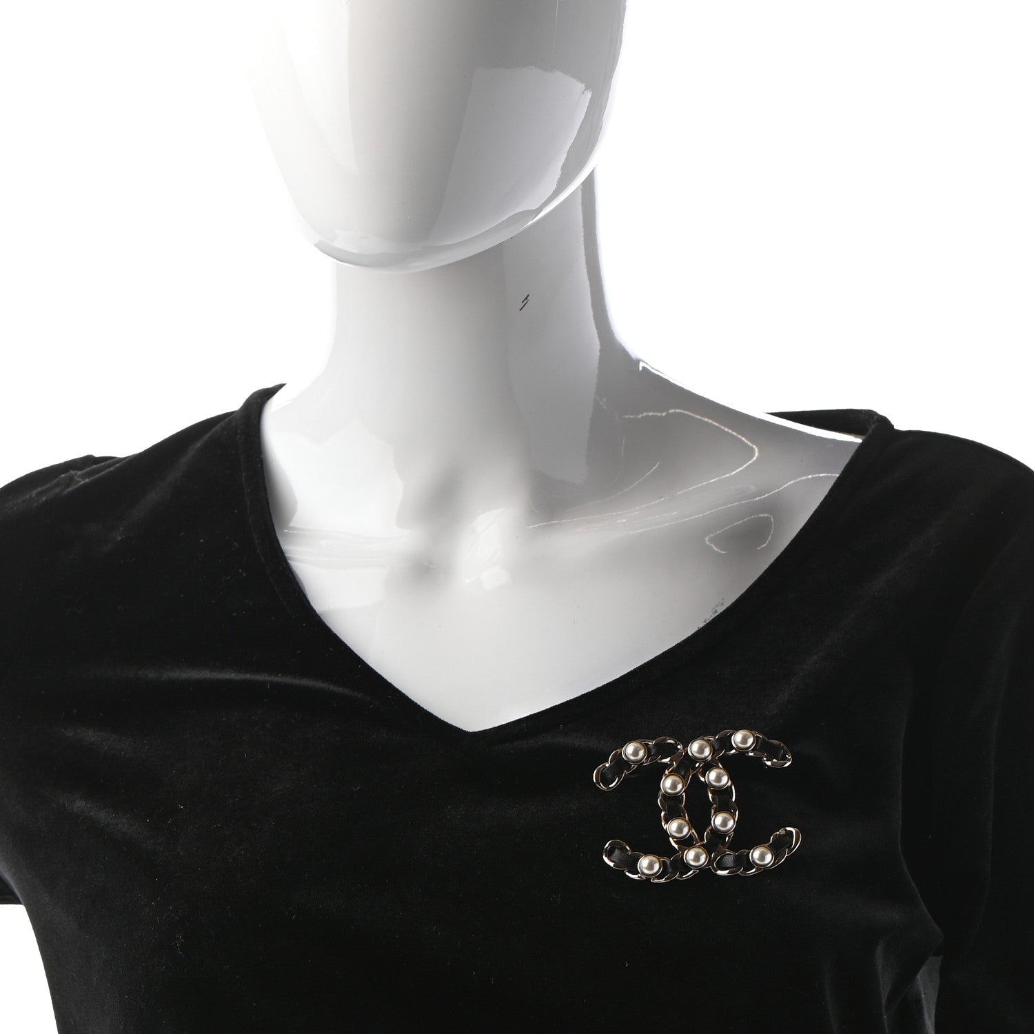 Chanel Lambskin Pearl CC Chain Brooch Black Gold 2 of 5