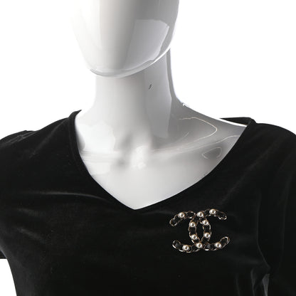 Chanel Lambskin Pearl CC Chain Brooch Black Gold 2 of 5