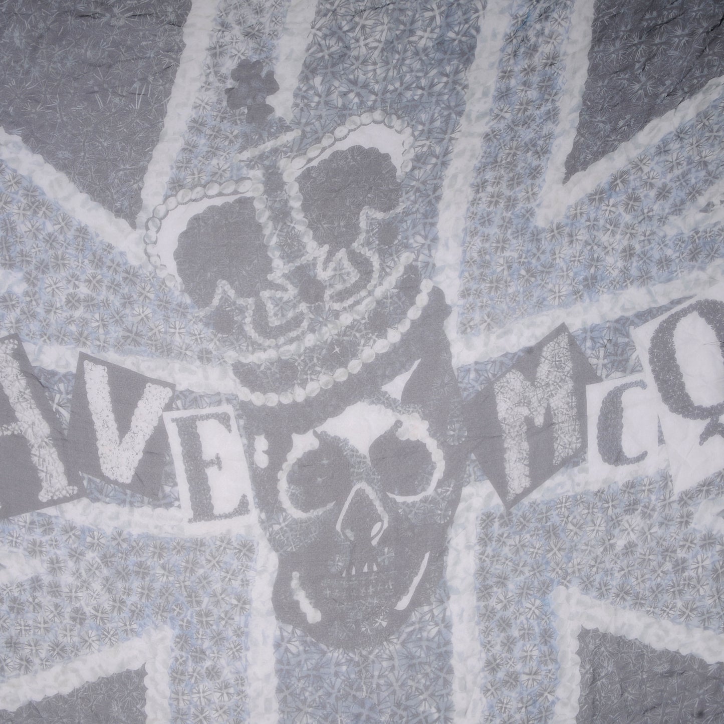 Silk Chiffon God Save McQueen Scarf Grey